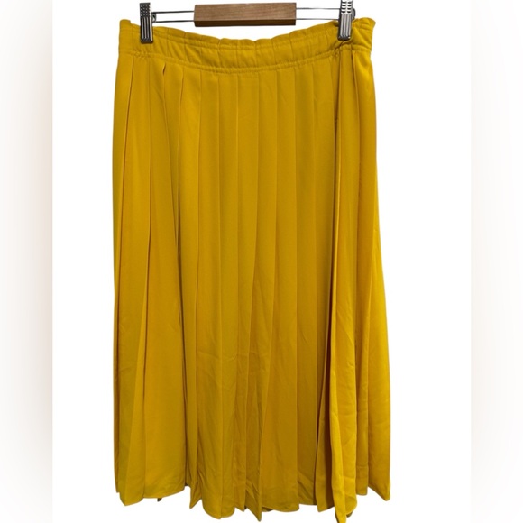 J. Crew Yellow Pleated Midi Skirt - Picture 2 of 4